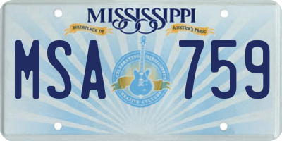 MS license plate MSA759