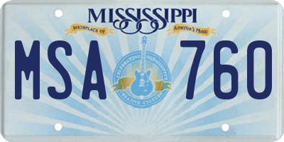 MS license plate MSA760