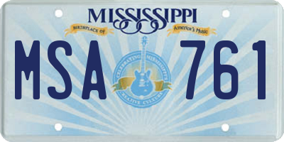MS license plate MSA761