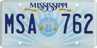 MS license plate MSA762