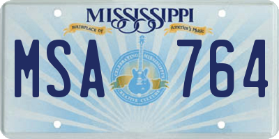 MS license plate MSA764