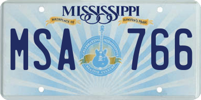 MS license plate MSA766