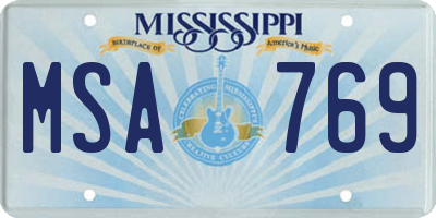 MS license plate MSA769