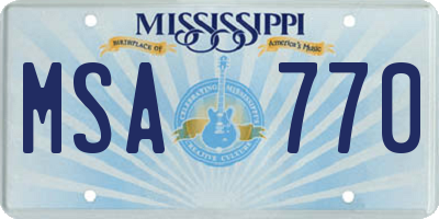 MS license plate MSA770