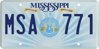 MS license plate MSA771