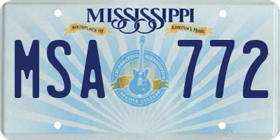 MS license plate MSA772