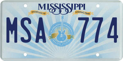 MS license plate MSA774