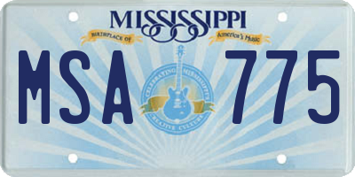 MS license plate MSA775