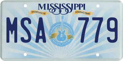 MS license plate MSA779