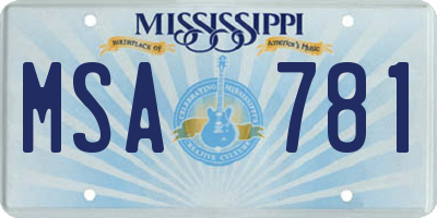 MS license plate MSA781