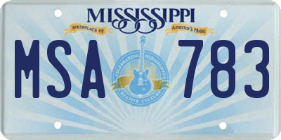 MS license plate MSA783