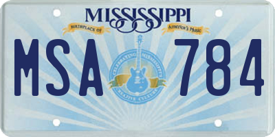 MS license plate MSA784