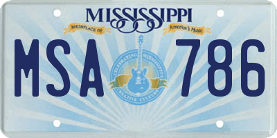 MS license plate MSA786