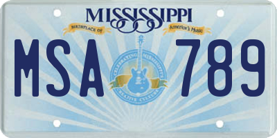 MS license plate MSA789