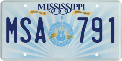 MS license plate MSA791