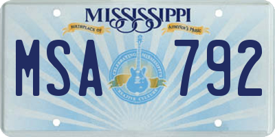 MS license plate MSA792