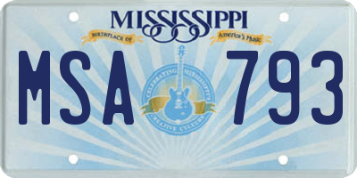 MS license plate MSA793