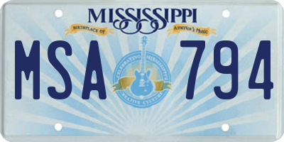 MS license plate MSA794
