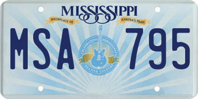 MS license plate MSA795