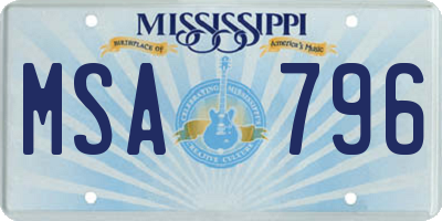 MS license plate MSA796