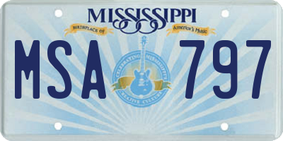 MS license plate MSA797