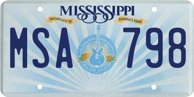 MS license plate MSA798