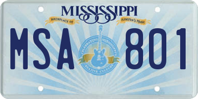 MS license plate MSA801