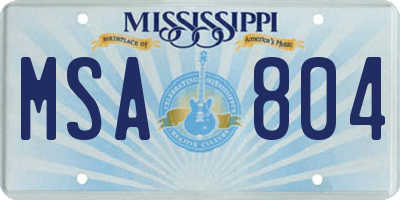 MS license plate MSA804