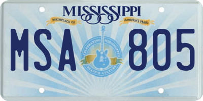MS license plate MSA805