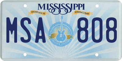 MS license plate MSA808