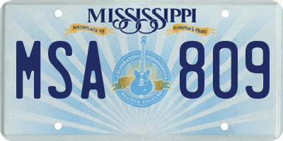 MS license plate MSA809