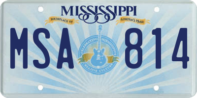MS license plate MSA814