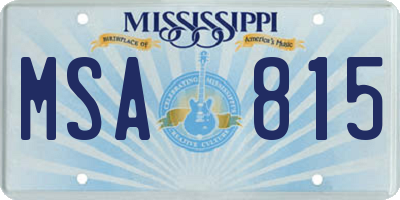 MS license plate MSA815