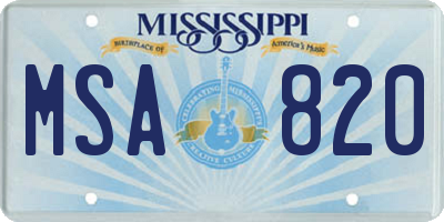 MS license plate MSA820