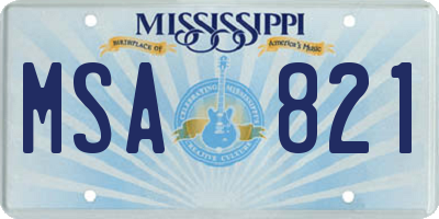 MS license plate MSA821