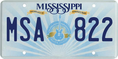 MS license plate MSA822