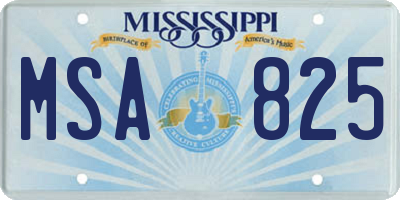 MS license plate MSA825