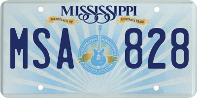 MS license plate MSA828