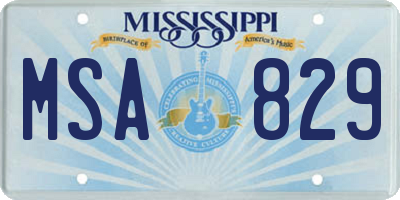 MS license plate MSA829