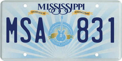 MS license plate MSA831