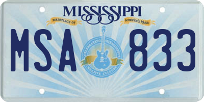 MS license plate MSA833