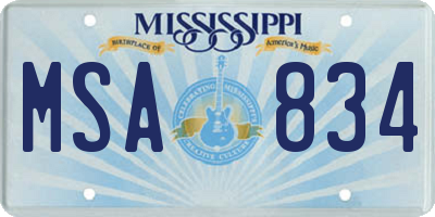 MS license plate MSA834