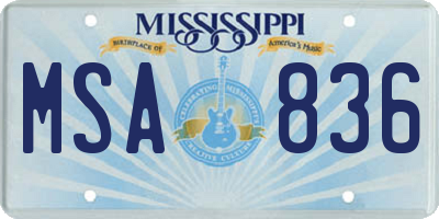 MS license plate MSA836