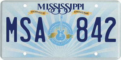 MS license plate MSA842