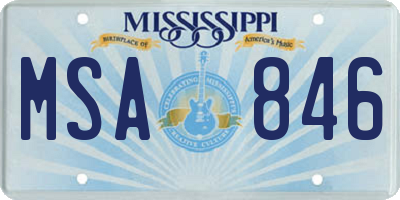 MS license plate MSA846