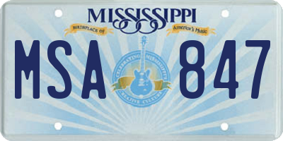 MS license plate MSA847