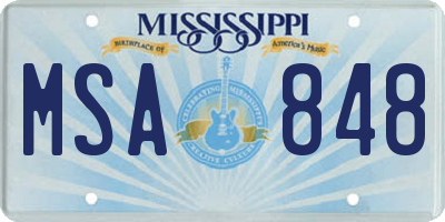 MS license plate MSA848