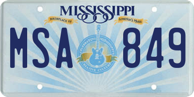 MS license plate MSA849