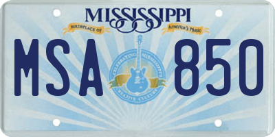MS license plate MSA850