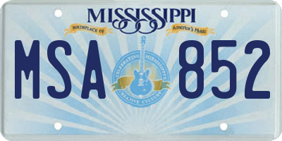 MS license plate MSA852